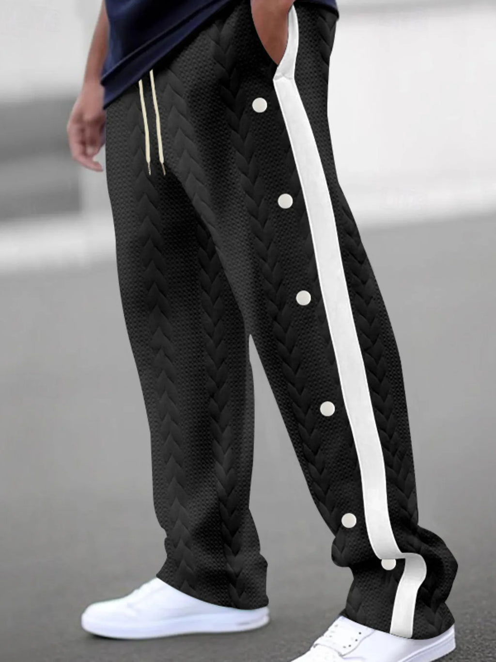 Men's plus size textured drawstring pants from Shopimist, featuring a comfortable fit and casual style in full size.