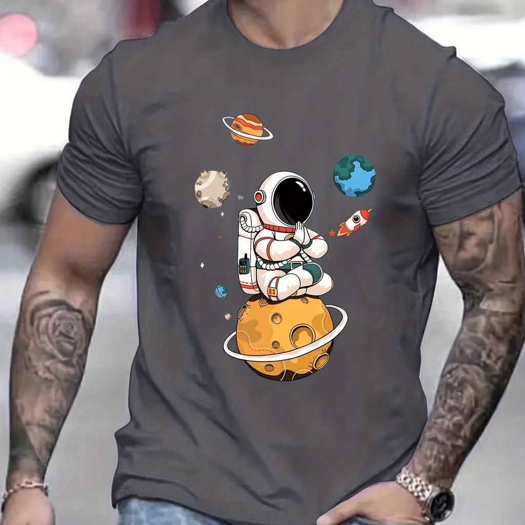 Men's Astronaut graphic streetwear shirt by Plush Fashion Hub featuring a space-themed astronaut design on soft fabric.