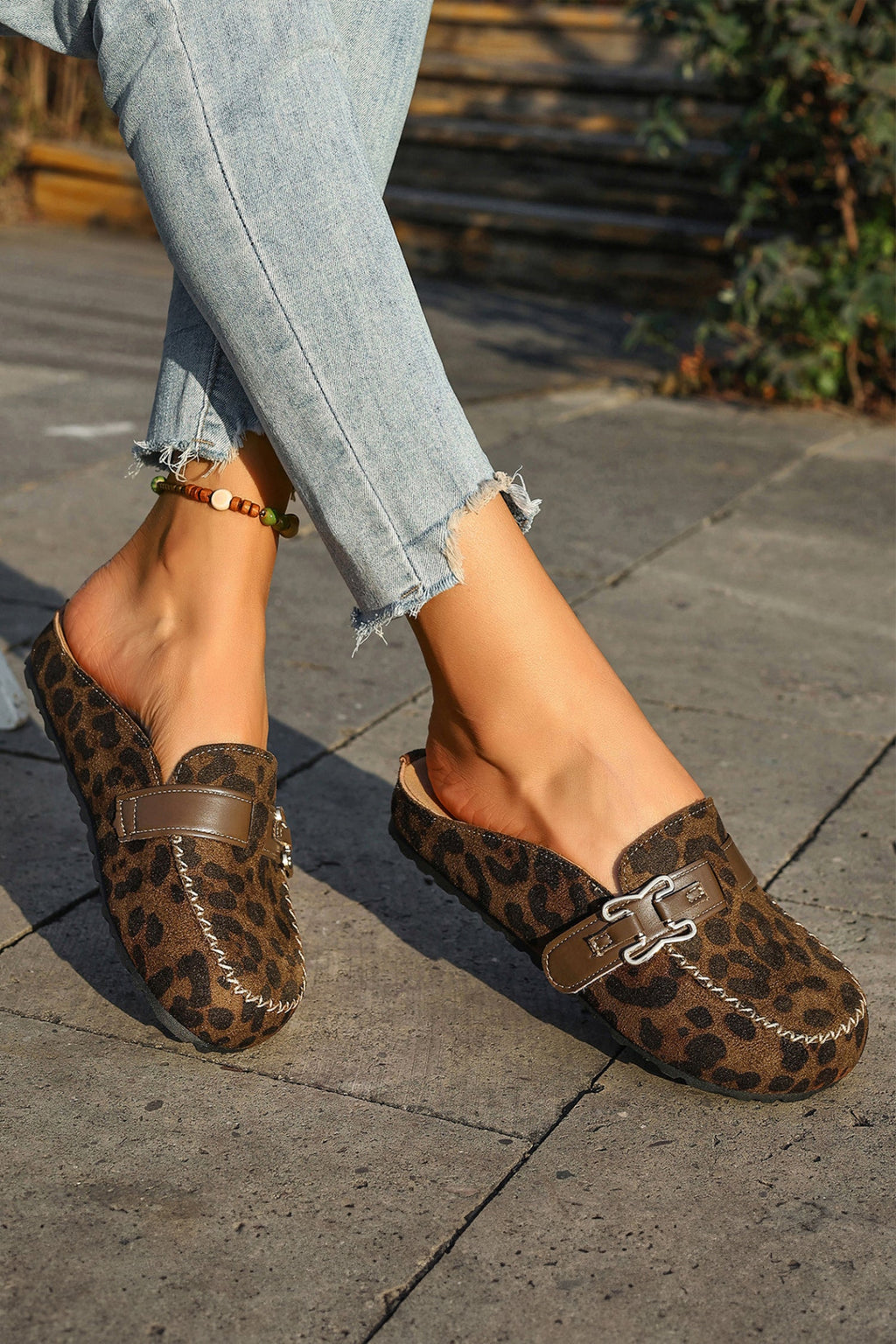 Lea Leather Strap Mule Slippers by Threaded Pear featuring a comfortable slip-on design and stylish leather straps.