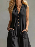 Plus size Shopimist v-neck sleeveless wide-leg jumpsuit, full-length with a relaxed fit and stylish design.