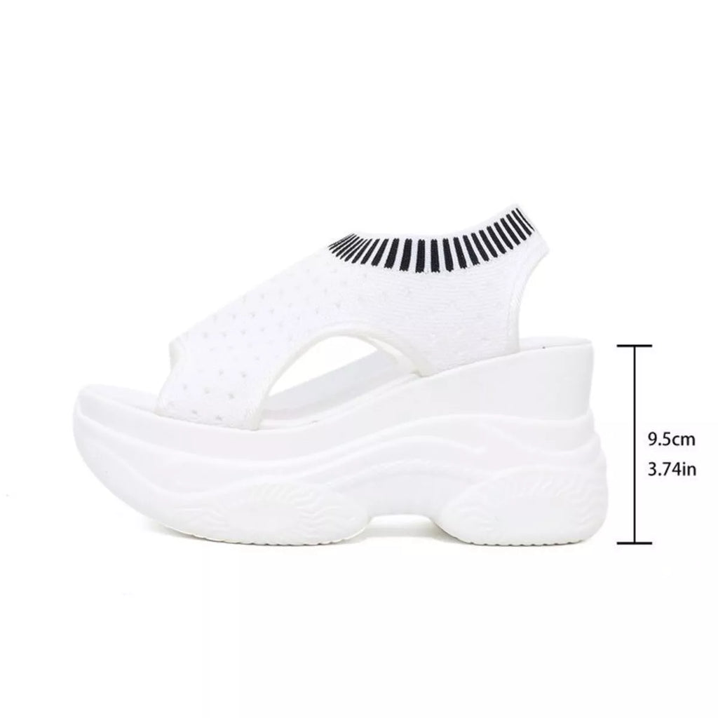 Women's breathable mesh platform wedge sandals by Plush Fashion Hub, lightweight summer heels with stylish design and comfortable fit.