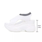 Women's breathable mesh platform wedge sandals by Plush Fashion Hub, lightweight summer heels with stylish design and comfortable fit.