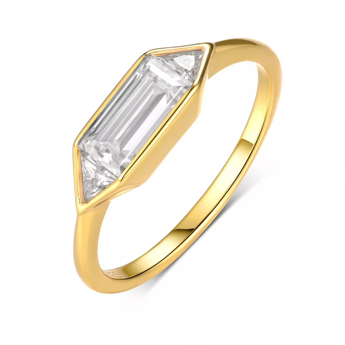 Sterling silver ring with 1-carat moissanite gemstone, featuring a sleek design and polished finish.