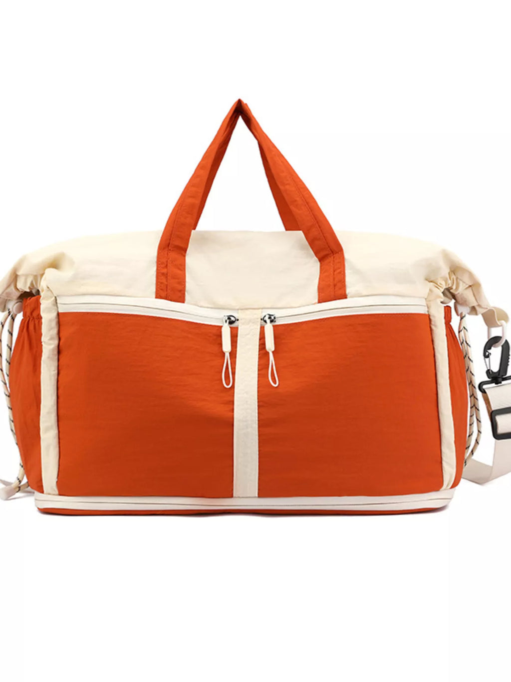 Color-block travel bag by Shopimist with multiple compartments and vibrant design, ideal for organized packing on trips.
