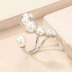 Shopimist alloy pearl open ring featuring a sleek band with a central pearl accent and contemporary design.