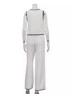 Contrast trim sleeveless top and wide-leg pants set by Shopimist, featuring a stylish, modern design and sleek fit.