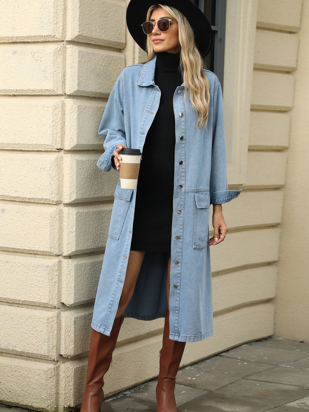 VYSN denim jacket with button-down front, collared neckline, and chest pockets, casual fashion clothing for men or women.