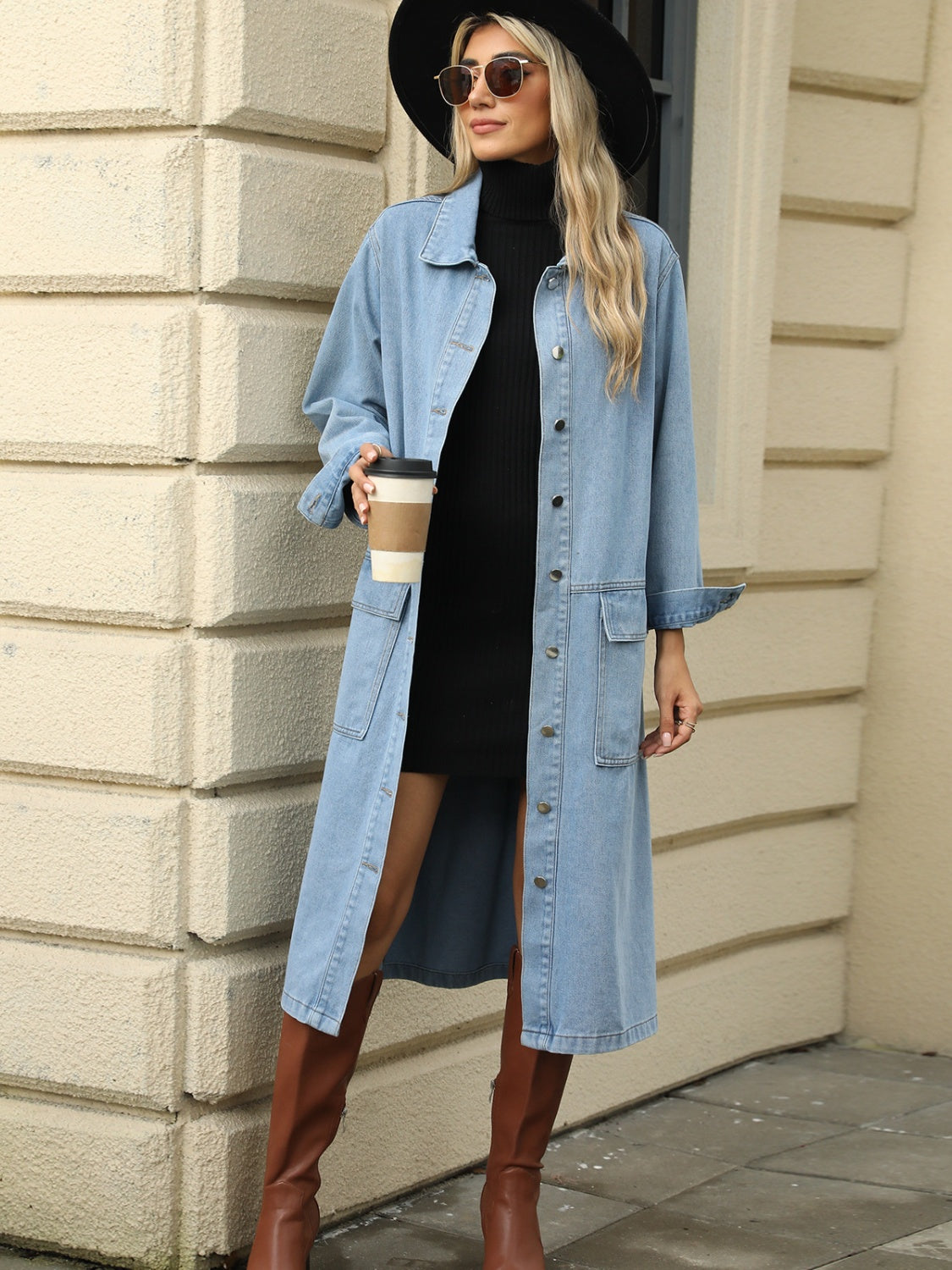 VYSN denim jacket with button-down front, collared neckline, and chest pockets, casual fashion clothing for men or women.