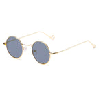 Plush Fashion Hub steampunk sunglasses with retro round gothic shades, featuring dark lenses and vintage metal frame.