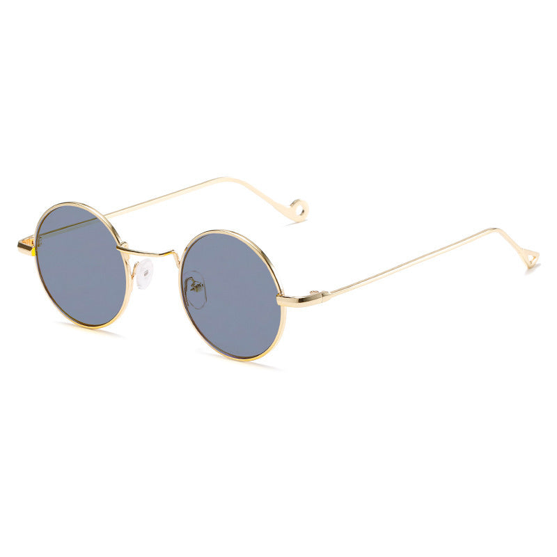 Plush Fashion Hub steampunk sunglasses with retro round gothic shades, featuring dark lenses and vintage metal frame.