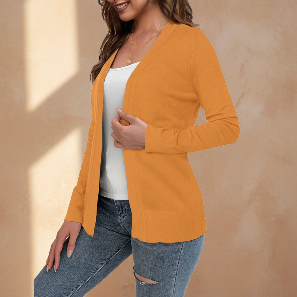 Women's knitted loose cardigan coat in four colors, featuring a cozy fit and casual style from FitiqueFit.