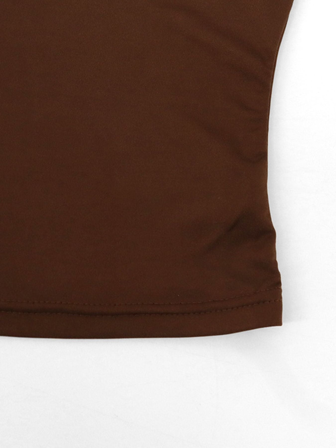 Satin-feel sleeveless cowl neck blouse with ruched details, versatile and elegant, perfect for stylish daytime or evening wear.