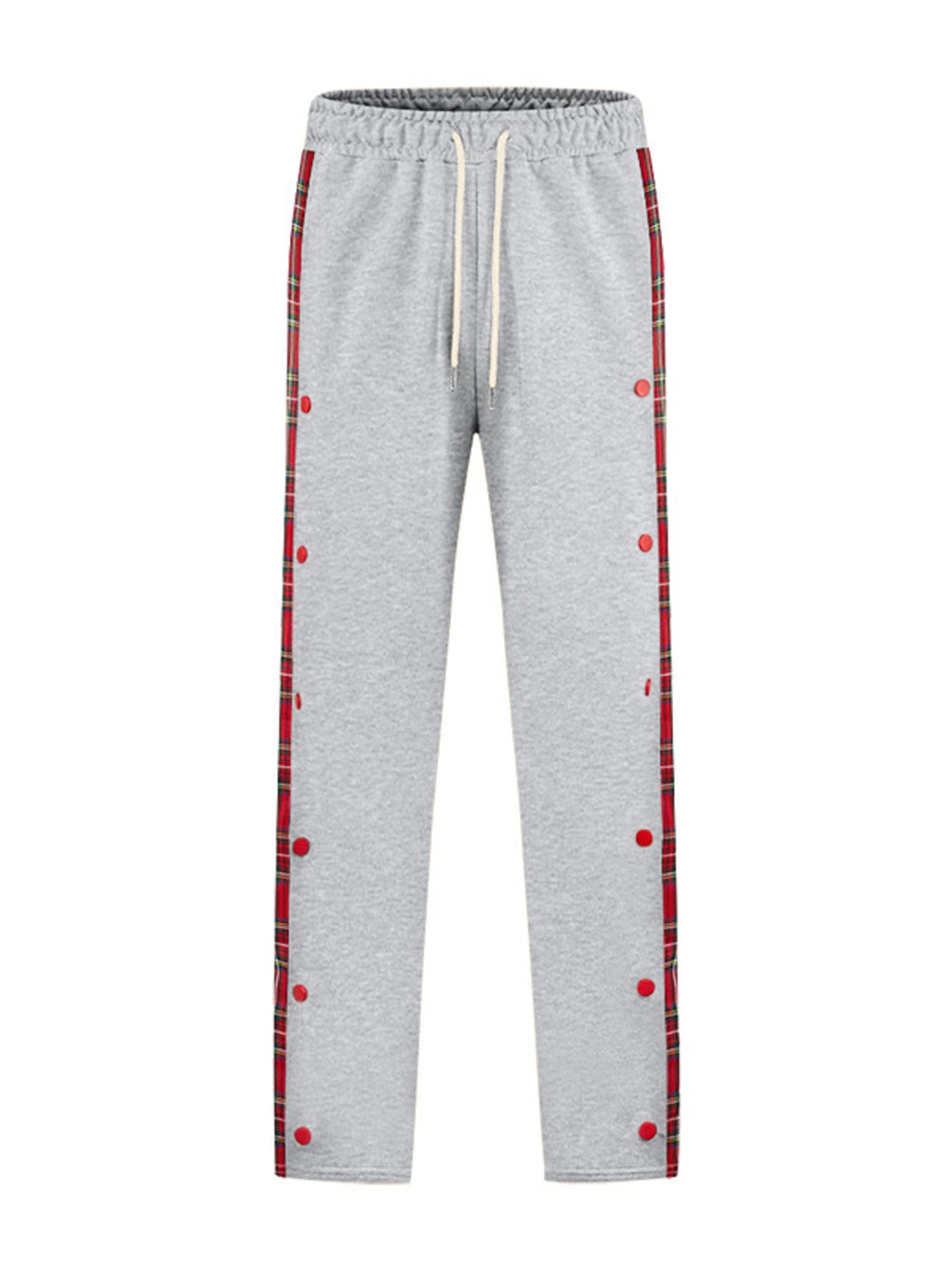 Plus size men's plaid trim snap-button track pants by Shopimist featuring full size fit and athletic style.