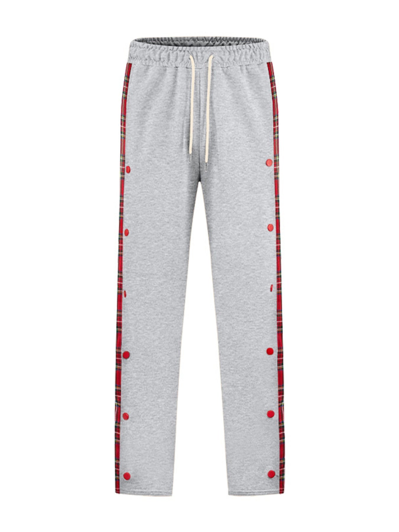 Plus size men's plaid trim snap-button track pants by Shopimist featuring full size fit and athletic style.