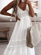 Plus size bohemian cami dress with crochet and tassel trim, flowy summer midi dress from Trendsi.