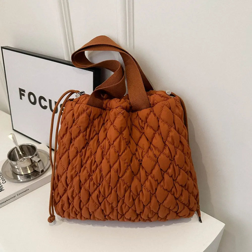 Shopimist drawstring tote bag with bubble texture, spacious bags featuring a stylish, casual design and durable fabric.