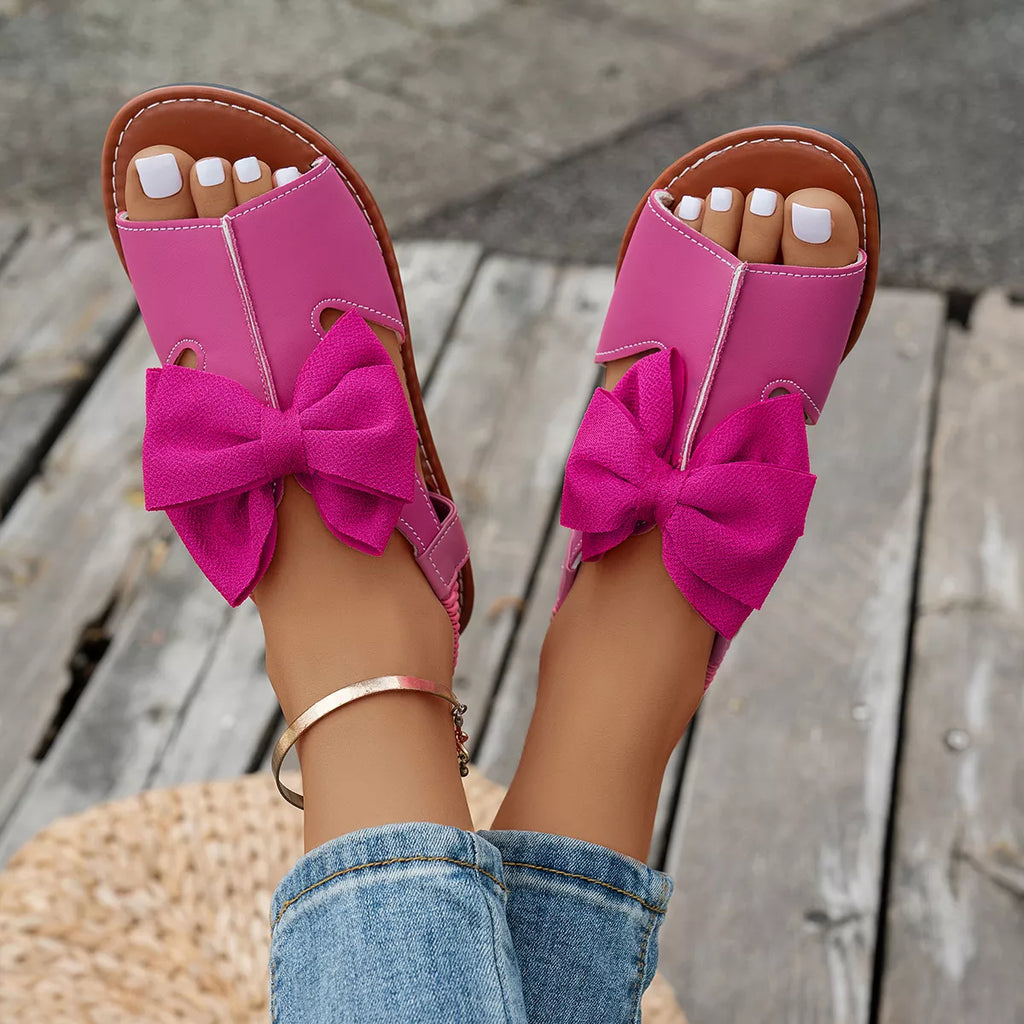 Shopimist open toe bow sandals featuring a stylish design with a bow detail and comfortable straps.