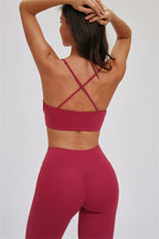 Fitglutes Activewear Kinetic Cross Back Sports Bra and Leggings 2-piece workout set, showing the stylish sportswear and matching athletic design.
