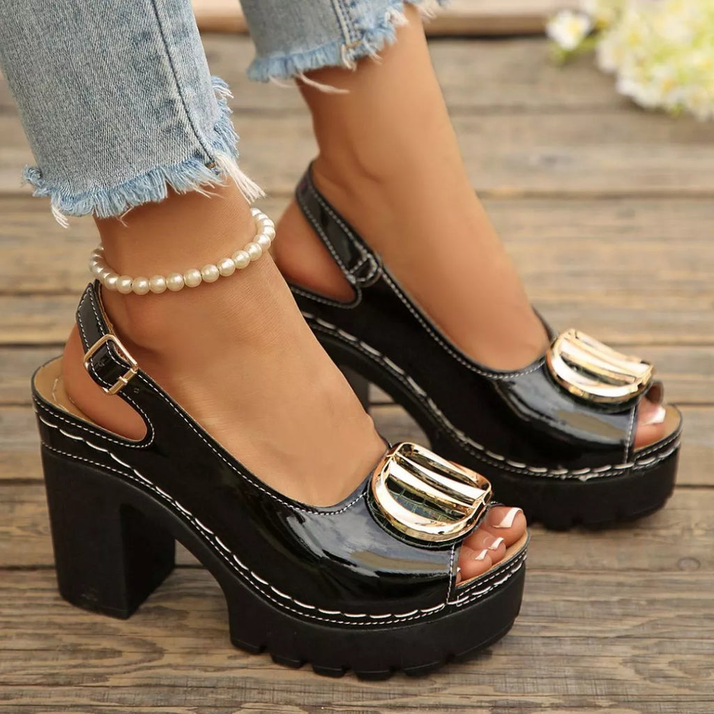 Shopimist open toe block heel sandals featuring stylish design and comfortable chunky heels, perfect for summer or casual wear.