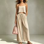 Women’s camisole and wide-leg pants two-piece set in casual summer style from Plush Fashion Hub, featuring a sleeveless top and flowing trousers.