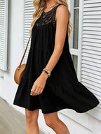 Lace detail sleeveless dress by Shopimist featuring a fitted silhouette and elegant fabric for stylish occasions.