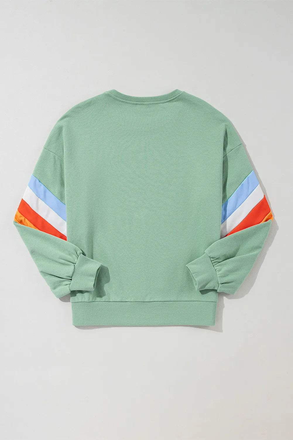 Contrast round neck long sleeve sweatshirt from Trendsi, featuring a casual fit and stylish design in a close-up view.