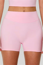 Fitglutes activewear one-shoulder crop top and shorts 2-piece set, stylish gymwear and workout clothes for women.