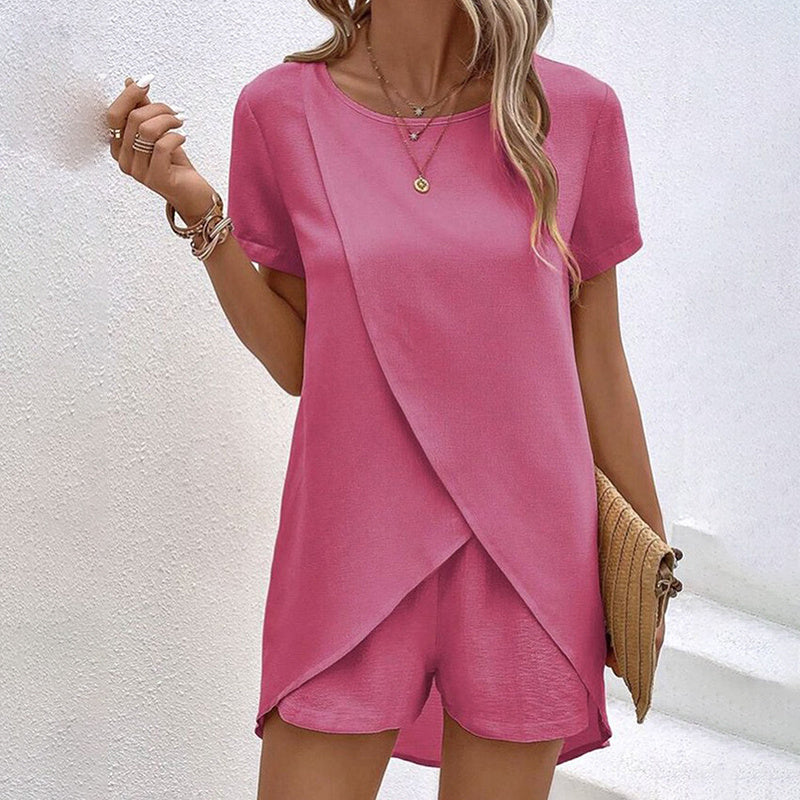 Women's 2-piece summer lounge set by Plush Fashion Hub, featuring comfortable casualwear with a relaxed fit and stylish design.
