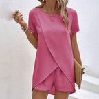 Women's 2-piece summer lounge set by Plush Fashion Hub, featuring comfortable casualwear with a relaxed fit and stylish design.