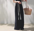 Linen off-shoulder asymmetric casual set by FitiqueFit in two colors, featuring relaxed fit top and matching shorts, size S-L