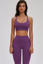 Fitglutes Activewear Kinetic cross back sports bra and leggings 2-piece set, designed for workout and gym activities.