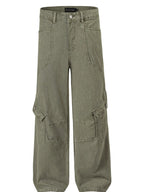 Men's wide leg cargo jeans by Trendsi, featuring a relaxed fit, multiple pockets, and durable denim fabric.