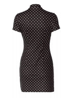 Polka dot cut-out front mini dress by Shopimist featuring a fitted silhouette and stylish design, shown on a model.