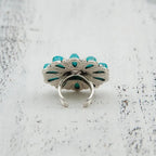 Artificial turquoise alloy flower ring featuring a detailed floral design, stylish jewelry piece by Shopimist.