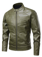 Men's full-size leather zip-up jacket by Shopimist, featuring a classic design and durable leather material.