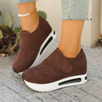 Women's round toe platform sneakers by Trendsi featuring trendy mid-heel casual shoes with a stylish and comfortable design.