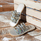 Large size women's straw sandals with hemp rope thick bottom, rhinestones, and plush fashion style.