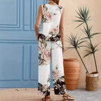 Milk Silk 3D Print sleeveless tank top and trousers set by FitiqueFit, featuring casualwear with a modern, textured 3D design.