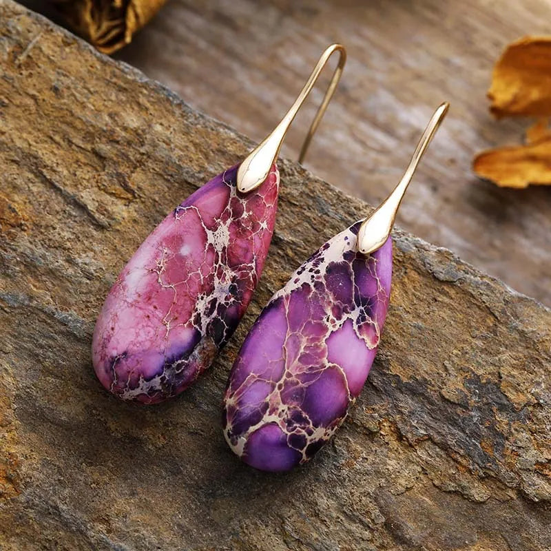 Natural stone teardrop dangle earrings from Plush Fashion Hub featuring elegant jewelry design and stylish jewelry accessories.