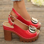 Shopimist peep toe block heel sandals with open toe design and sturdy block heel, perfect for stylish summer wear.