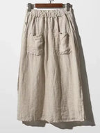 100% Linen Cotton Wide-Leg Skirt Pants - Plush Fashion Hub