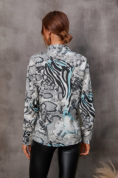 Women Clothing Autumn Printed Long Sleeved Shirt Bella Mia