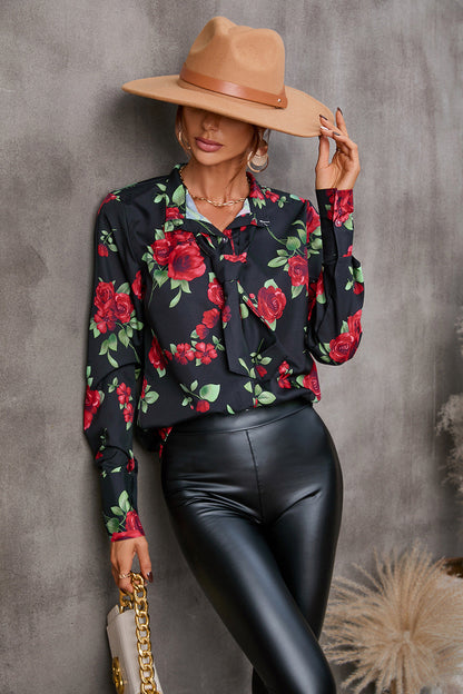 Women Clothing Autumn Printed Long Sleeved Shirt Bella Mia