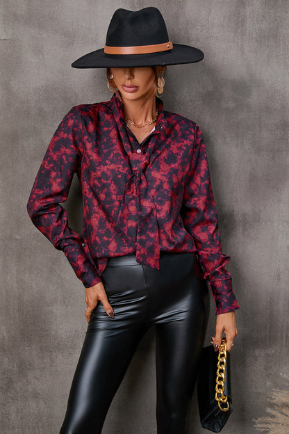 Women Clothing Autumn Printed Long Sleeved Shirt Bella Mia