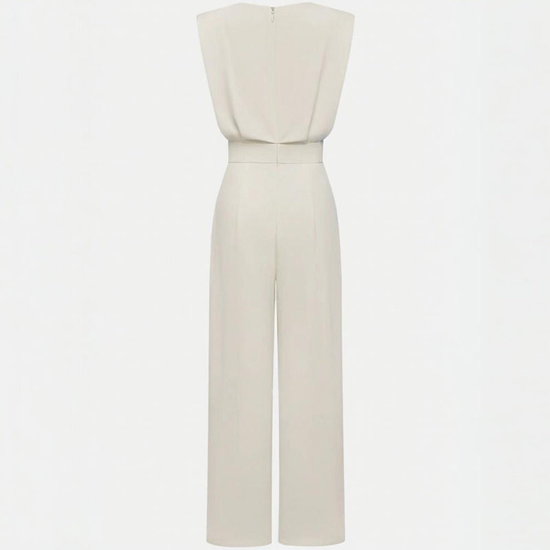 Women’s wide-leg short sleeve jumpsuit by FitiqueFit, casualwear with a relaxed fit and stylish wide-leg design.