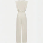 Women’s wide-leg short sleeve jumpsuit by FitiqueFit, casualwear with a relaxed fit and stylish wide-leg design.