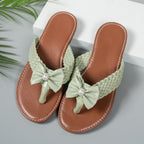 Shopimist toe post bow sandals featuring a stylish bow detail, open-toe design, and comfortable flat sole.