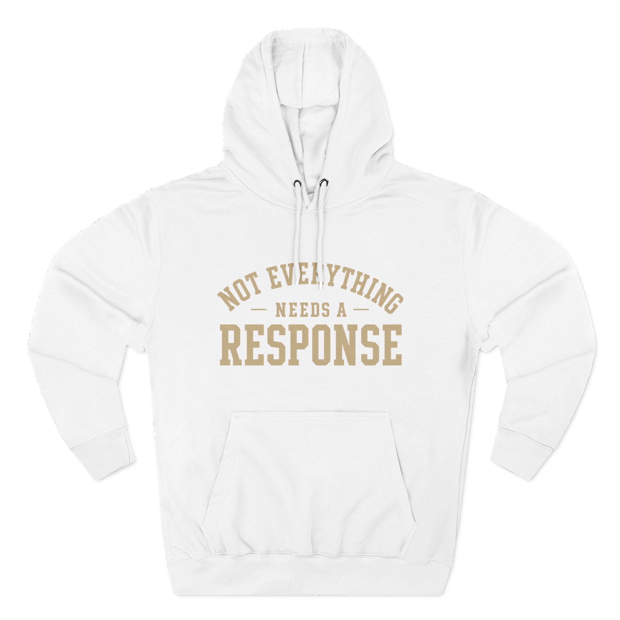 Black "Not Everything Needs a Response" hoodie by Wear Your Worship from the SEEN. Identity Line, casual streetwear style.