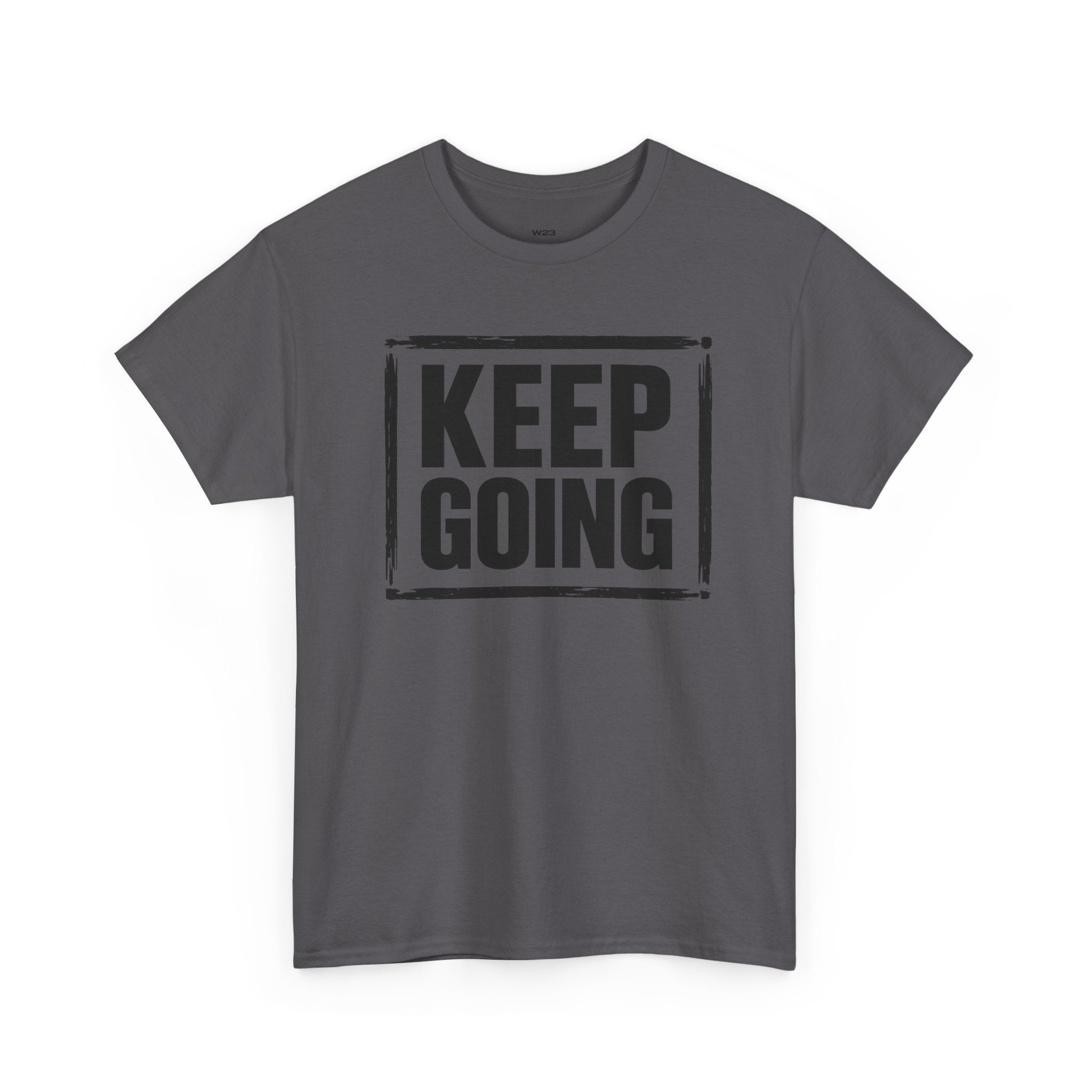 Wear Your Worship Keep Going Tee from The Weight Collection, casual black t-shirt with motivational text and comfortable fit.