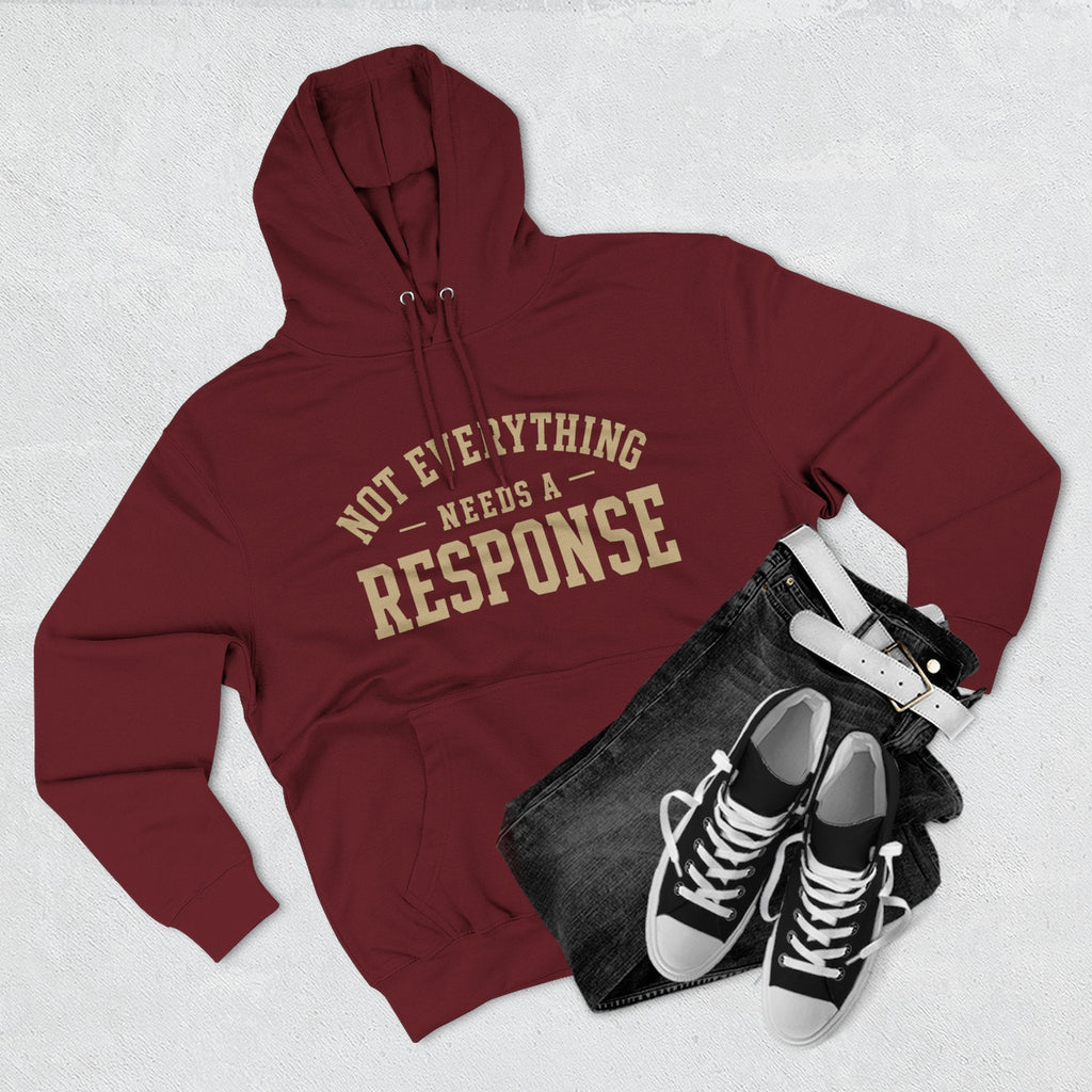 Black hoodie from Wear Your Worship's Not Everything Needs a Response collection featuring a minimalist design and comfortable fit.